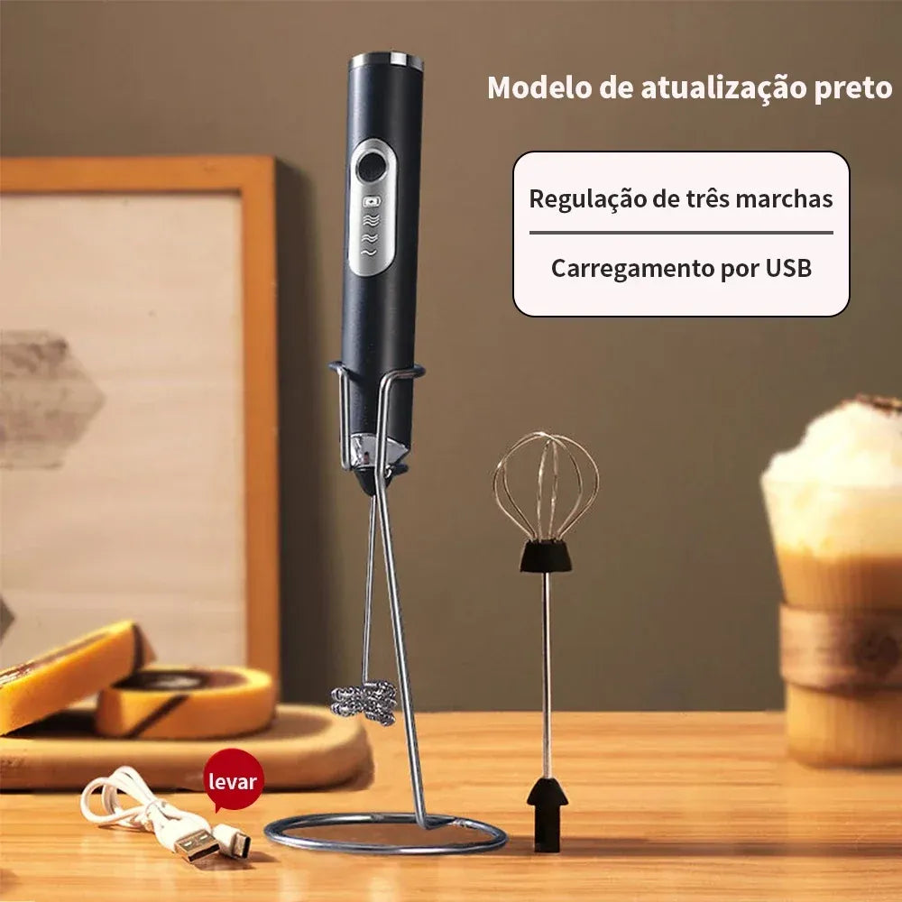 Misturador Mixer Elétrico para Bebidas Portátil