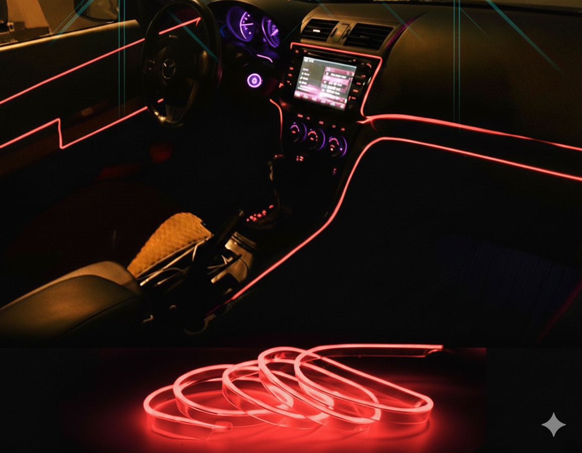 Fita de Led Neon Painel de Carro Fácil Encaixe 5 Metros