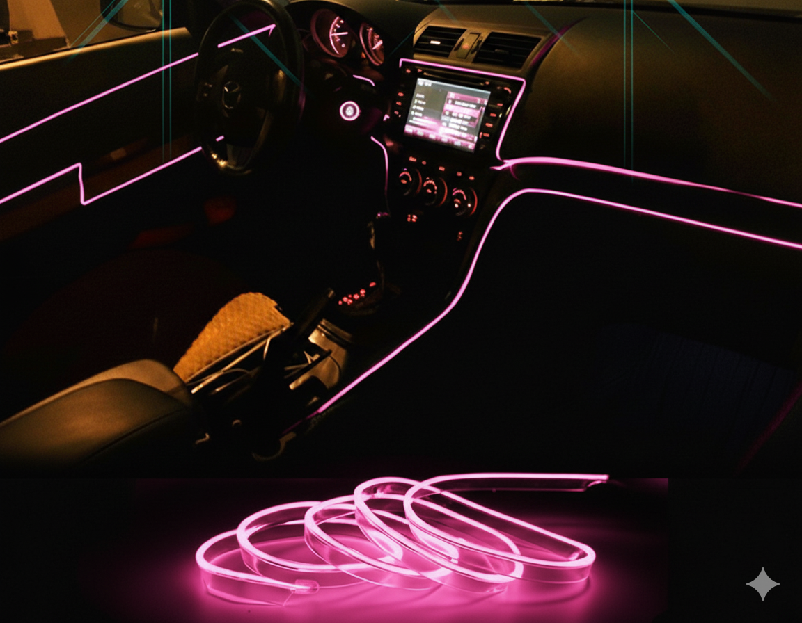 Fita de Led Neon Painel de Carro Fácil Encaixe 5 Metros
