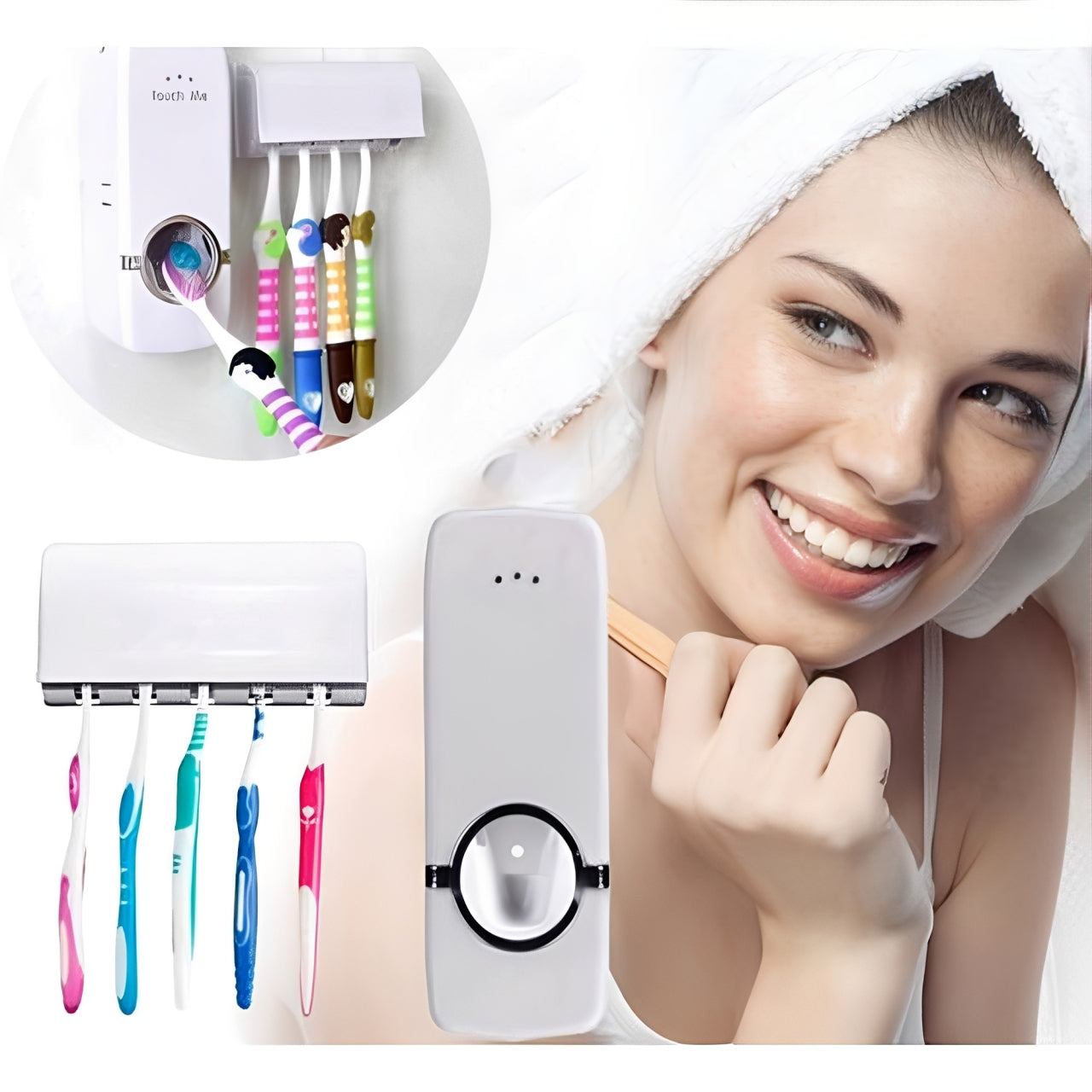 Dispenser Automático de Pasta de Dente com Suporte para Escovas