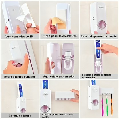 Dispenser Automático de Pasta de Dente com Suporte para Escovas